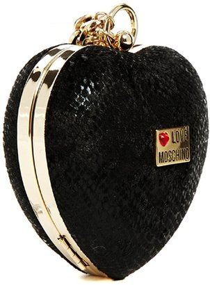 Love Moschino Heart Clutch with Bracelet Chain Strap in Black