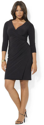 Lauren Ralph Lauren Plus Size Three-Quarter-Sleeve V-Neck Dress