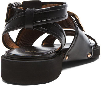 Givenchy Viktor Buckle Calfskin Leather Sandals in Black