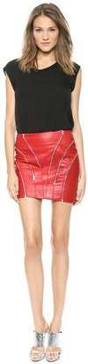 Jay Ahr Zip Leather Miniskirt