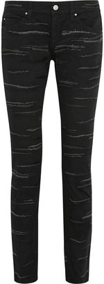 Isabel Marant Orson Zebra embroidered twill skinny jeans