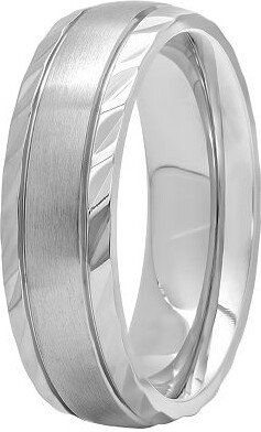 MODERN BRIDE Stainless Steel Diamond-Cut Ring - Mens Band