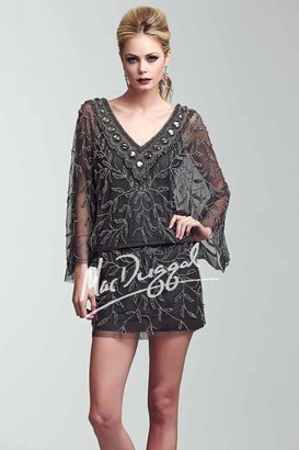 Mac Duggal 1654 Two Sleeve Dress in Charcoal