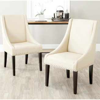 Safavieh Britannia Cream Bicast Leather Upholstered Side Chair (Set of 2)