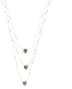 Pilgrim Silver three row heart necklace