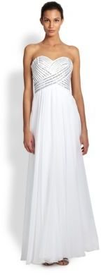 La Femme Strapless Sequin-Bodice Gown