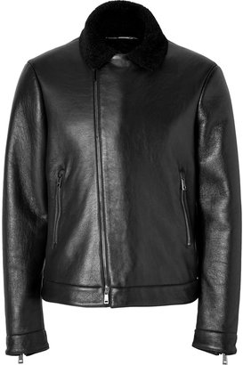 Jil Sander Leather Shearling Buenos Jacket in Black