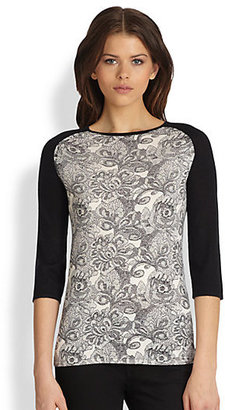 Saks Fifth Avenue Silk-Cashmere Lace-Printed Pullover