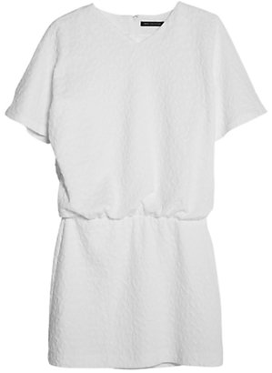 MANGO Textured Butterfly Sleeve Dress, Natural White