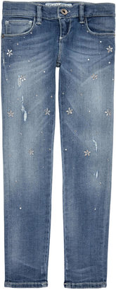 GUESS Skinny fit stone-washed blue jeans