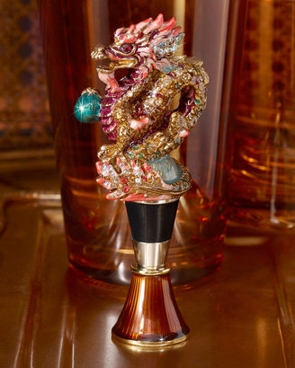 Jay Strongwater Dragon Wine Stopper with Stand