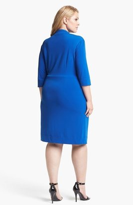 Donna Ricco Knot Front Jersey Dress (Plus Size)