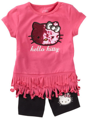 Hello Kitty Sequin Applique Fringe Tee & Short Set (Little Girls)
