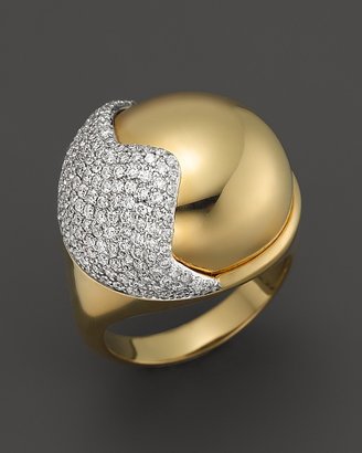 Kara Ross 18K Yellow Gold Smooth Hydra Ring with Pavé Diamonds
