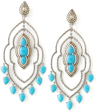 John Hardy Batu Dot Morocco Chandelier Earrings, Turquoise