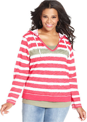 Style&Co. Plus Size Striped Layered Hoodie