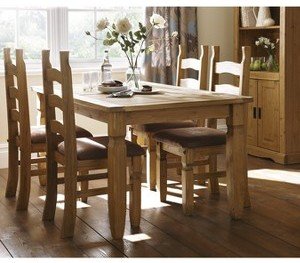 & Cornwall Solid Pine Dining Table + 4 Chairs (buy and SAVE!)
