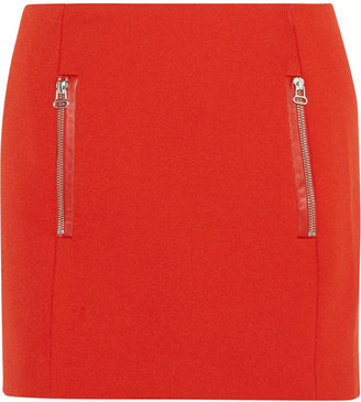 Maje Diddle leather-trimmed twill mini skirt