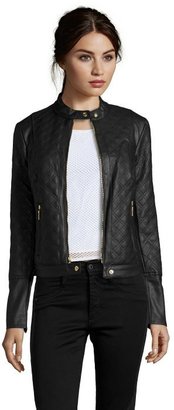 Kensie black quilted faux leather moto jacket