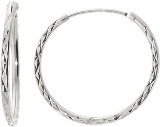JCPenney STERLING SILVER EARRINGS Sterling Silver 25mm Diamond-Cut Endless Hoop Earrings