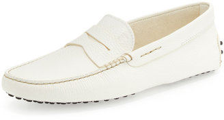 Tod's Pebbled Leather Penny Driver, White