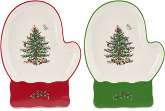 Spode Christmas Tree Set of 2 Mitten Dishes