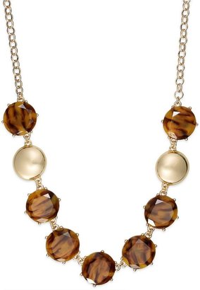 Charter Club Gold-Tone Tortoise Round Frontal Necklace