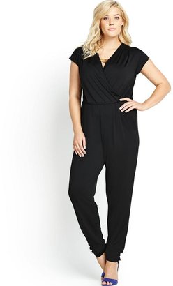 So Fabulous! So Fabulous Gold Necklace Trim Jersey Jumpsuit (Available in sizes 14-28)
