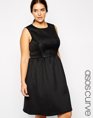 ASOS CURVE Exclusive Skater Dress With Textured Bodice