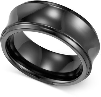Triton Men's Black Titanium Ring, Concave Wedding Band (8mm)
