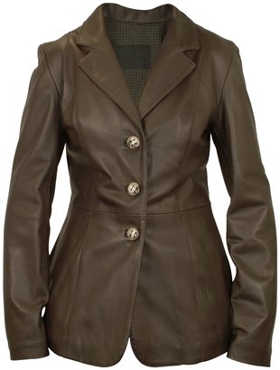 Forzieri Women's Dark Brown Leather Three-Button Jacket