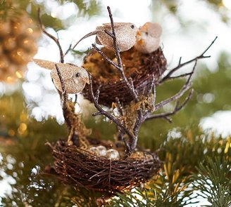 Pottery Barn Glitter Birds Nest Ornament