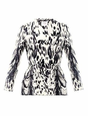 Giambattista Valli COUTURE Abstract Lynx print silk peplum jacket