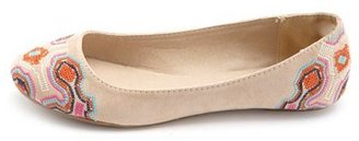 Charlotte Russe Aztec-Embroidered Ballet Flats