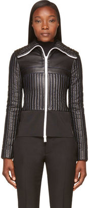 Paco Rabanne Black Leather Quilted Fitted Jacket