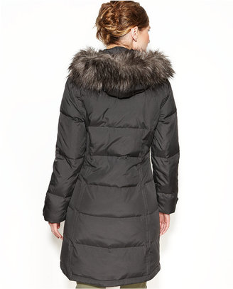 Calvin Klein Petite Hooded Faux-Fur-Trim Down Puffer Coat