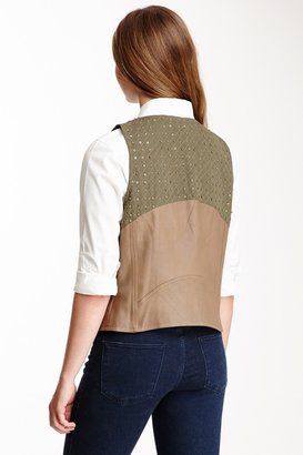 Charlotte Ronson Silk and Leather Blend Beaded Combo Vest