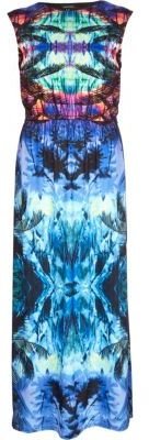 River Island Blue abstract print split side maxi dress