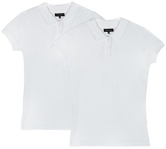 Debenhams Pack of two girl's white cotton school polo shirts