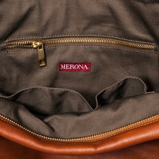 Merona Genuine Leather Duffle Weekender Handbag with Removable Strap - Cognac