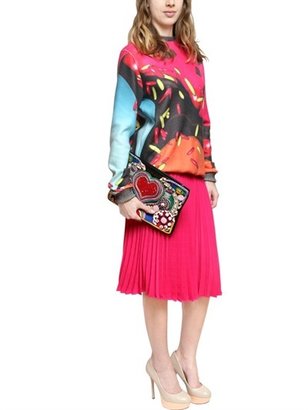 Manish Arora Heart Embroidered Faux Leather Clutch