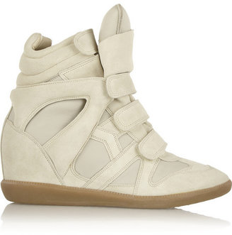 Isabel Marant Burt leather and suede concealed wedge sneakers