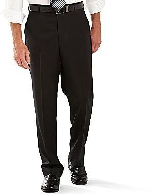 JCPenney Stafford Flat-Front Black Wool Pants-Big & Tall