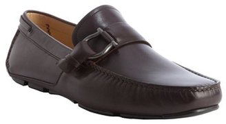 Ferragamo hickory leather gancio squared toe loafers