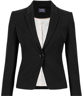 Marks and Spencer M&s Collection PETITE 1 Button Short Blazer with Buttonsafe™