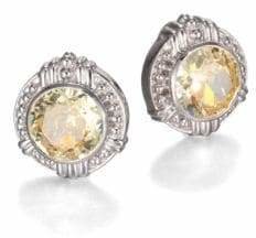 Judith Ripka Canary Crystal & Sterling Silver Button Earrings