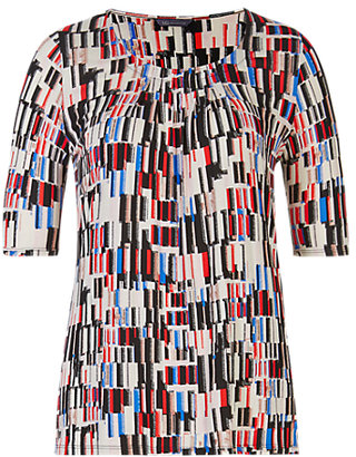 Marks and Spencer M&s Collection PLUS 7 Pleated Abstract Print Top