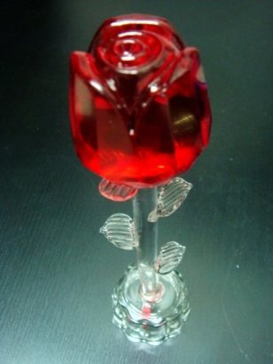Hot Mother's Day Special Gift Gifts 3 LED Lights Red Rose with Stand Glass Crystal Figurine