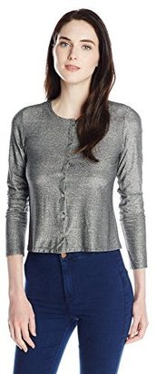 Only Hearts Women's Metallic Jersey Button Down Cardigan