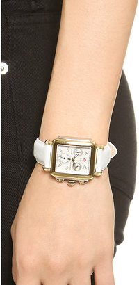 Michele 18mm Saffiano Leather Watch Strap